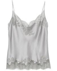 Carine Gilson - Lace-Trim Satin Camisole - Lyst