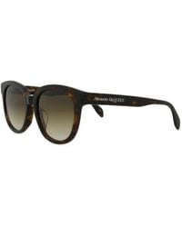 McQueen - Tortoiseshell-Effect Round-Frame Sunglasses - Lyst