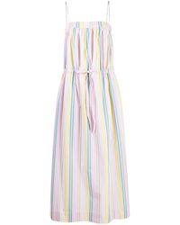 Ganni - Striped Organic-Cotton Dress - Lyst