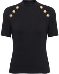 Balmain - 6ボタン ラグランスリーブ Tシャツ - Lyst