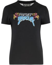 Versace Jeans Couture - T-Shirt Met Logoprint En Mesh Vlak - Lyst