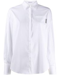 Brunello Cucinelli - Camisa lisa de manga larga - Lyst