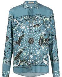 Etro Long-sleeved Paisley-print Shirt - Blue