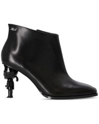 KARL LAGERFELD - Ikon Karl-Heel Leather Ankle Boots - Lyst