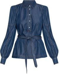 Munthe - Denim Belted Blouse - Lyst
