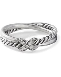 David Yurman - Sterling Silver Petite X Diamond Ring - Lyst