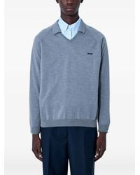 Miu Miu - Logo-Embroidered V-Neck Sweater - Lyst