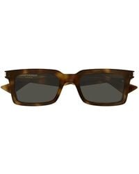 Saint Laurent - Tortoiseshell-Effect Rectangle-Frame Sunglasses - Lyst