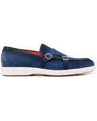 Santoni - Suede Buckled Loafers - Lyst
