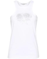 Stella McCartney - Floral-Embroidered Cotton Tank Top - Lyst