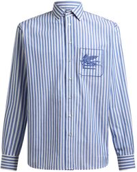 Etro - Gestreiftes Hemd Mit Pegaso-Stickerei - Lyst
