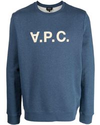 A.P.C. - V.p.c. Flocked-logo Sweatshirt - Lyst