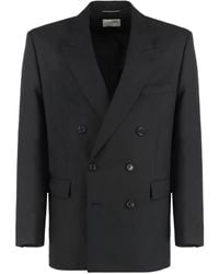 Saint Laurent - Double-Breasted Wool Blazer - Lyst