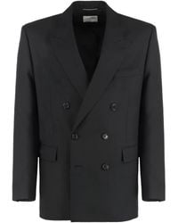 Saint Laurent - Wollen Blazer Met Dubbele Rij Knopen - Lyst