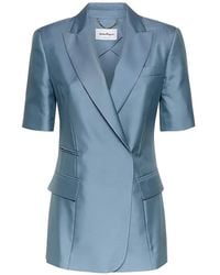 Ferragamo - Short-Sleeve Silk Jacket - Lyst