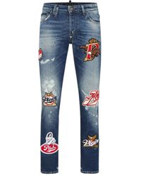 Philipp Plein - Gerafelde Jeans Met Patch - Lyst