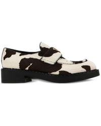 Prada - Chocolate Printed Leather Loafers - Lyst