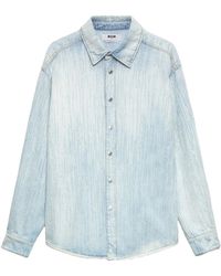 MSGM - Ausgeblichene Jeans-Hemdjacke - Lyst