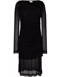 Ferragamo - Sheer-Panels Draped Midi Dress - Lyst