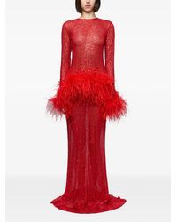 Atu Body Couture - Sequin-Embellished Feather-Trim Maxi Dress - Lyst