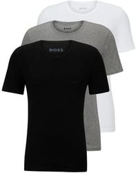 BOSS - Crew-Neck Cotton Pyjama T-Shirts (Set Of Three) - Lyst