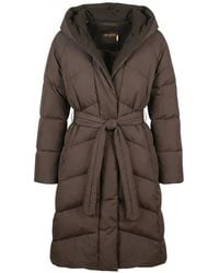 Moorer - Hooded Belted Padded Coat - Lyst