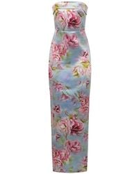 THEIA - Cleo Floral-Print Strapless Maxi Dress - Lyst