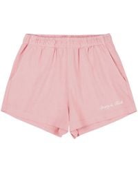 Sporty & Rich - Short De Sport En Coton À Logo Imprimé - Lyst