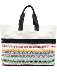Bolso weekender con logo bordado Missoni de Algodón de color Neutro Mujer Bolsos de Bolsas y bolsos de viaje de 