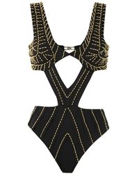 Amir Slama - Embroidered Cut Out Swimsuit - Lyst