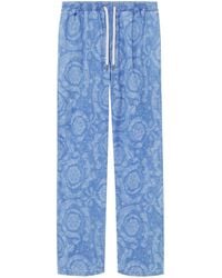 Versace - Barocco Chambray Denim Trousers - Lyst