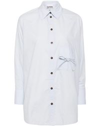 Ganni - Bow-detailing Cotton Shirt - Lyst