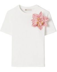 Tory Burch - Embellished Cotton T-Shirt - Lyst