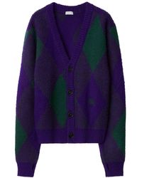 Burberry - Argyle-pattern Wool Cardigan - Lyst