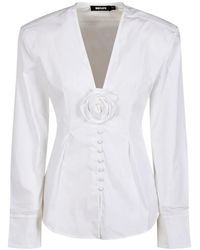 ROTATE BIRGER CHRISTENSEN - T-Shirt À Col V Et À Appliqué Floral - Lyst