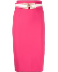 Elisabetta Franchi Falda de tubo con cinturón - Rosa