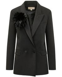 MICHAEL Michael Kors - Feather-Embellished Tuxedo Blazer - Lyst