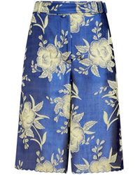 Etro - Floral-jacquard Belted Shorts - Lyst