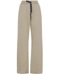 Brunello Cucinelli - Cotton-silk Wide-leg Track Pants - Lyst
