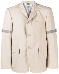 Thom Browne - Neutral Single-breasted Blazer - Men's - Cupro/polyester/cotton - Lyst