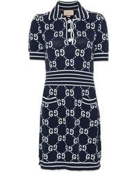 Gucci - GG Cotton Jacquard Polo Dress - Lyst