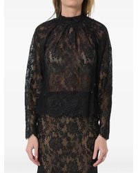 Self-Portrait - Lace Long-Sleeve Fitted Blouse - Lyst