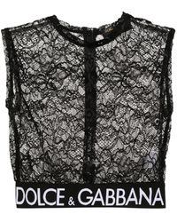 Dolce & Gabbana - Cropped Top Met Logo Jacquard - Lyst