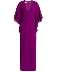 Alberta Ferretti - Ruffled V-Neck Maxi Dress - Lyst