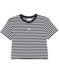Maison Kitsuné - Baby Fox-Embroidered Striped Cropped Top - Lyst