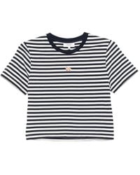 Maison Kitsuné - Gestreiftes Cropped-Top mit Baby Fuchs-Stickerei - Lyst