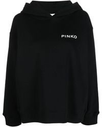 Pinko - Logo-print Cotton Hoodie - Lyst