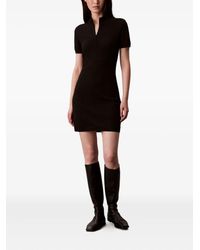 Calvin Klein Faux-leather Zip-front Dress in Black | Lyst Calvin Klein Faux-leather Zip-front Dress in Black | Lyst