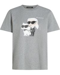 KARL LAGERFELD - Ikon Karl & Choupette Aquarelle Graphic T-Shirt - Lyst