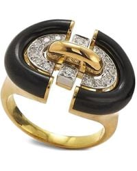 David Webb - 18K Unity Ring Diamond And Enamel Ring - Lyst